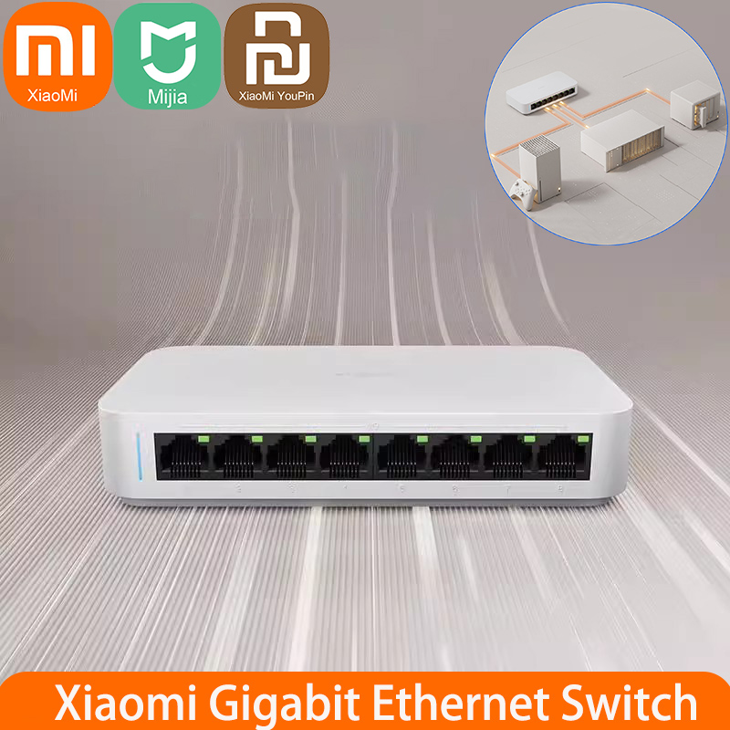 Xiaomi Hub Mijia Hub - Xiaomi-Mi 8ギガビットイーサネットスイッチ,ミニネットワークスイッチ,LANイーサネットスプリッター,スイッチ,1000Mbps