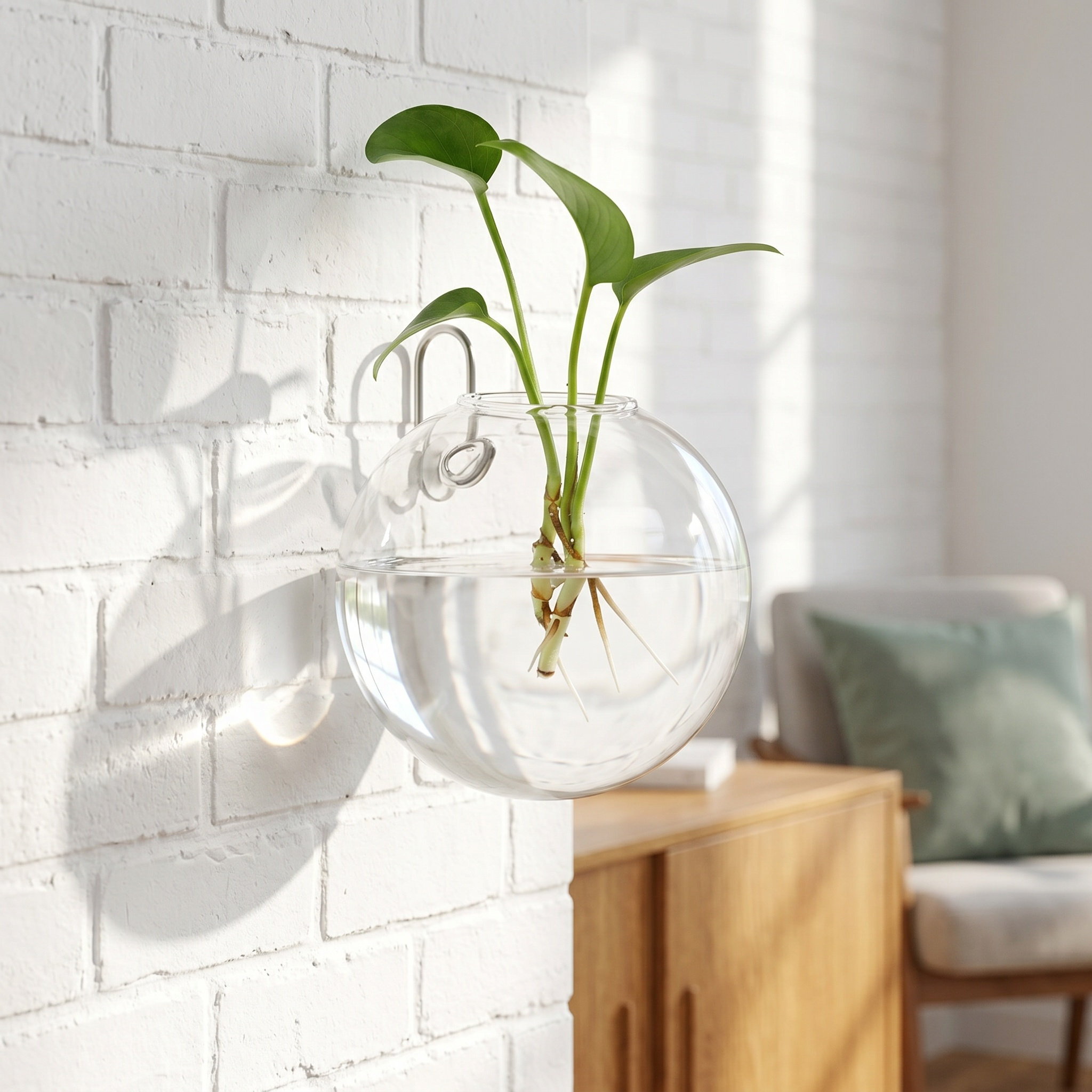 Propagation Station Vase - 4個入り、壁掛け式の透明ガラス花瓶。室内植物の育成や、観葉植物の増殖に最適なプランター。透明ガラス製。