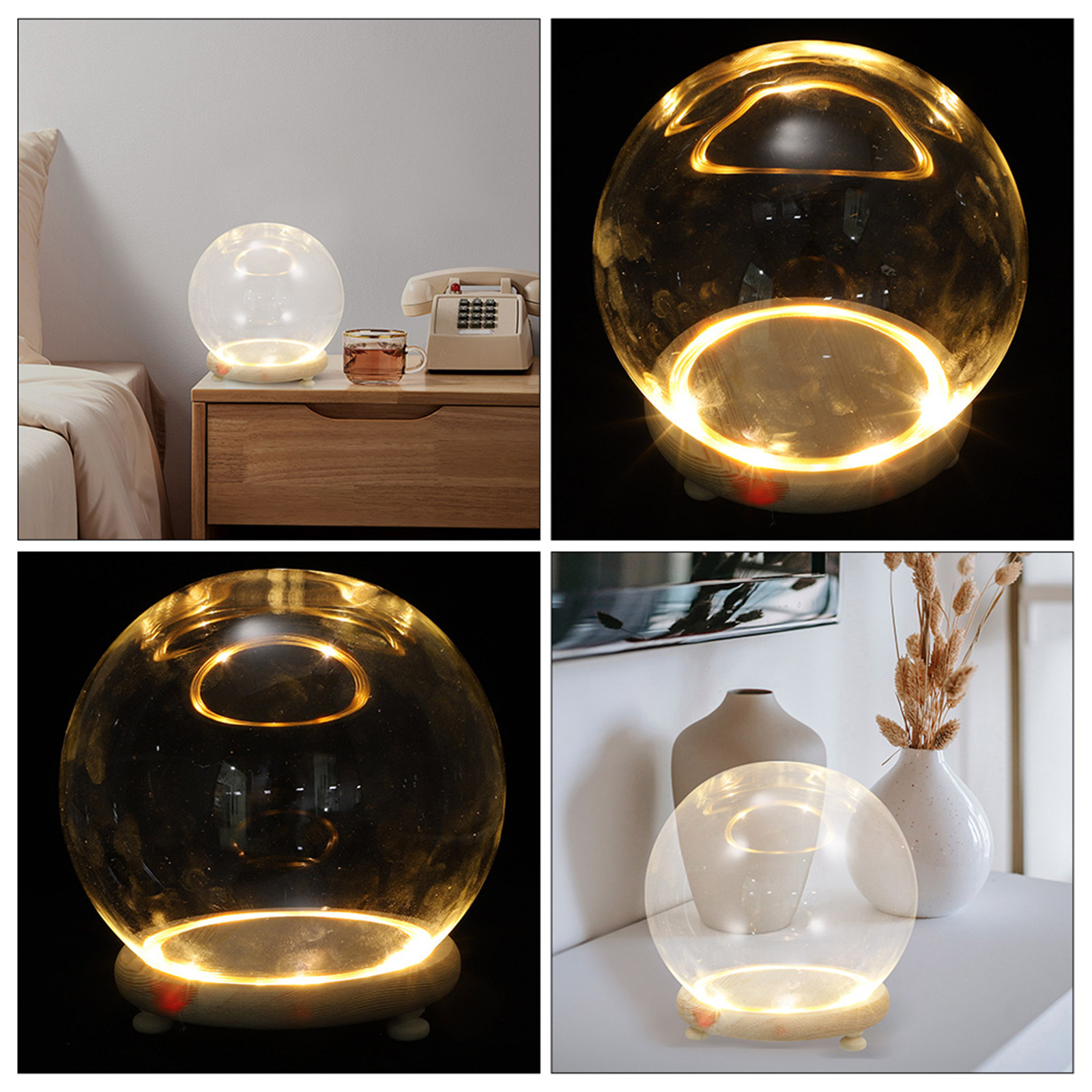 Plastic Dome Clear - ガラスドーム型ディスプレイケース。プリザーブドフラワー用。木製台座付き。透明ガラス製で、ご自宅、カフェ、パーティー、宴会、フラワーアレンジメントの装飾に最適。