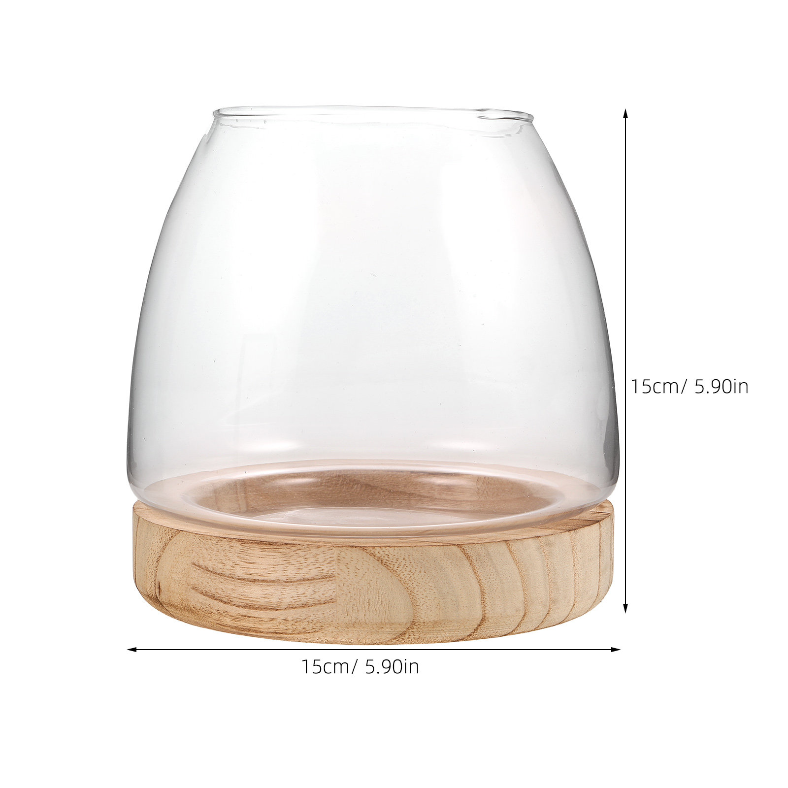 水耕栽培用花瓶、木製台座付きの小型ガラス製プランター、装飾用 - Propagation Station Vase のレビューと価格